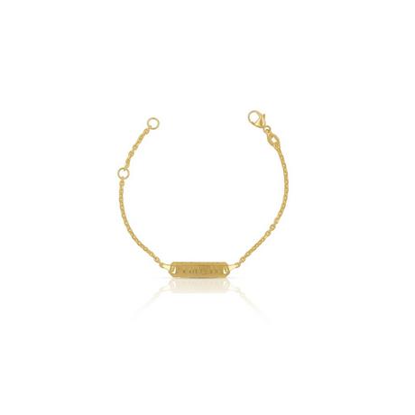 MUAU Schmuck  Bracelet forçat or jaune 750 bouclier plaqué diamant, 1.6mm, 14cm 