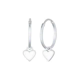 Elli  Boucles d'Oreilles Creolen Hänger Herzen Emaille 925 Sterling Silber 