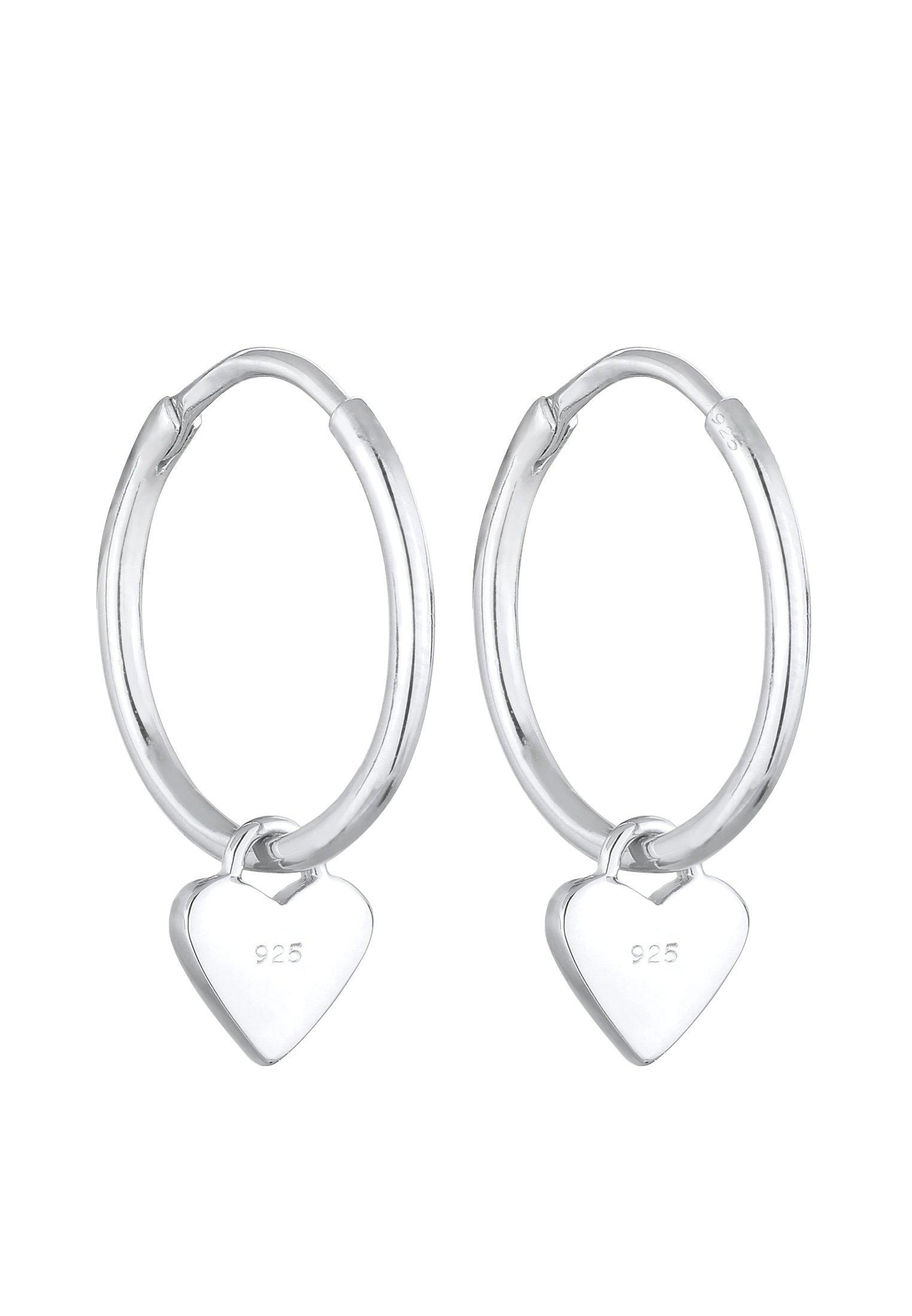 Elli  Boucles d'Oreilles Creolen Hänger Herzen Emaille 925 Sterling Silber 