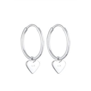 Elli  Boucles d'Oreilles Creolen Hänger Herzen Emaille 925 Sterling Silber 