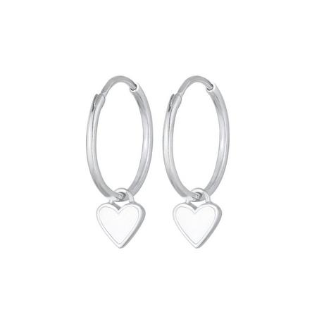 Elli  Boucles d'Oreilles Creolen Hänger Herzen Emaille 925 Sterling Silber 