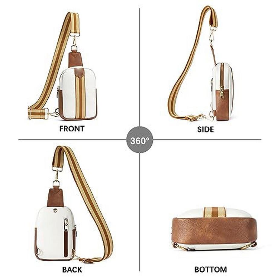 Only-bags.store Petit Sac Bandoulière Cuir PU avec Bandoulière Tissée Colorée  