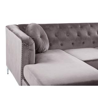 Beliani Ecksofa aus Samtstoff Modern FLEN  