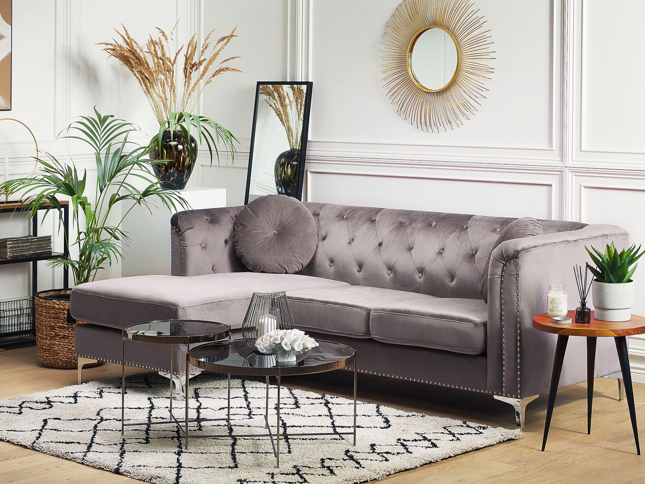 Beliani Ecksofa aus Samtstoff Modern FLEN  