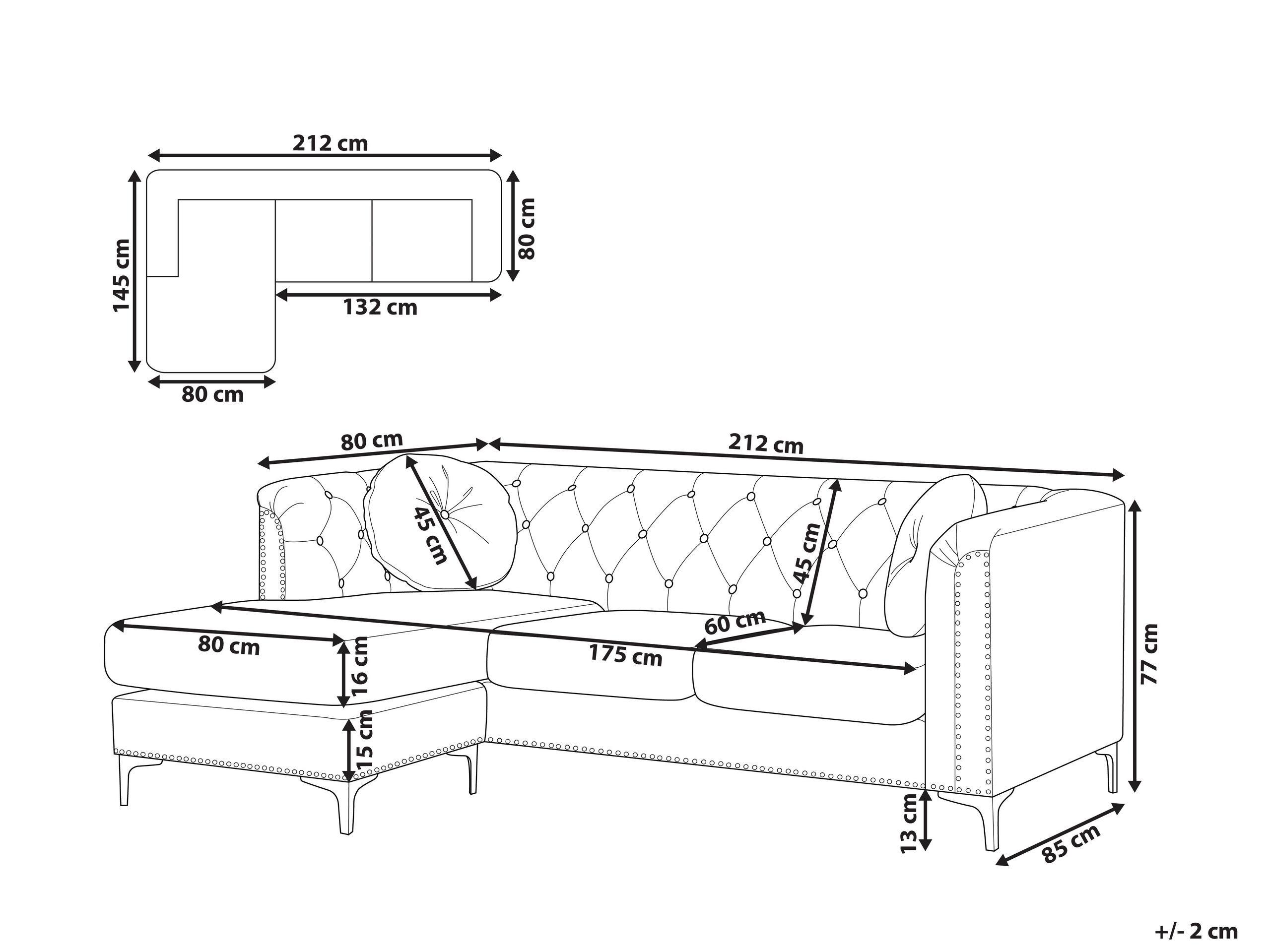 Beliani Ecksofa aus Samtstoff Modern FLEN  