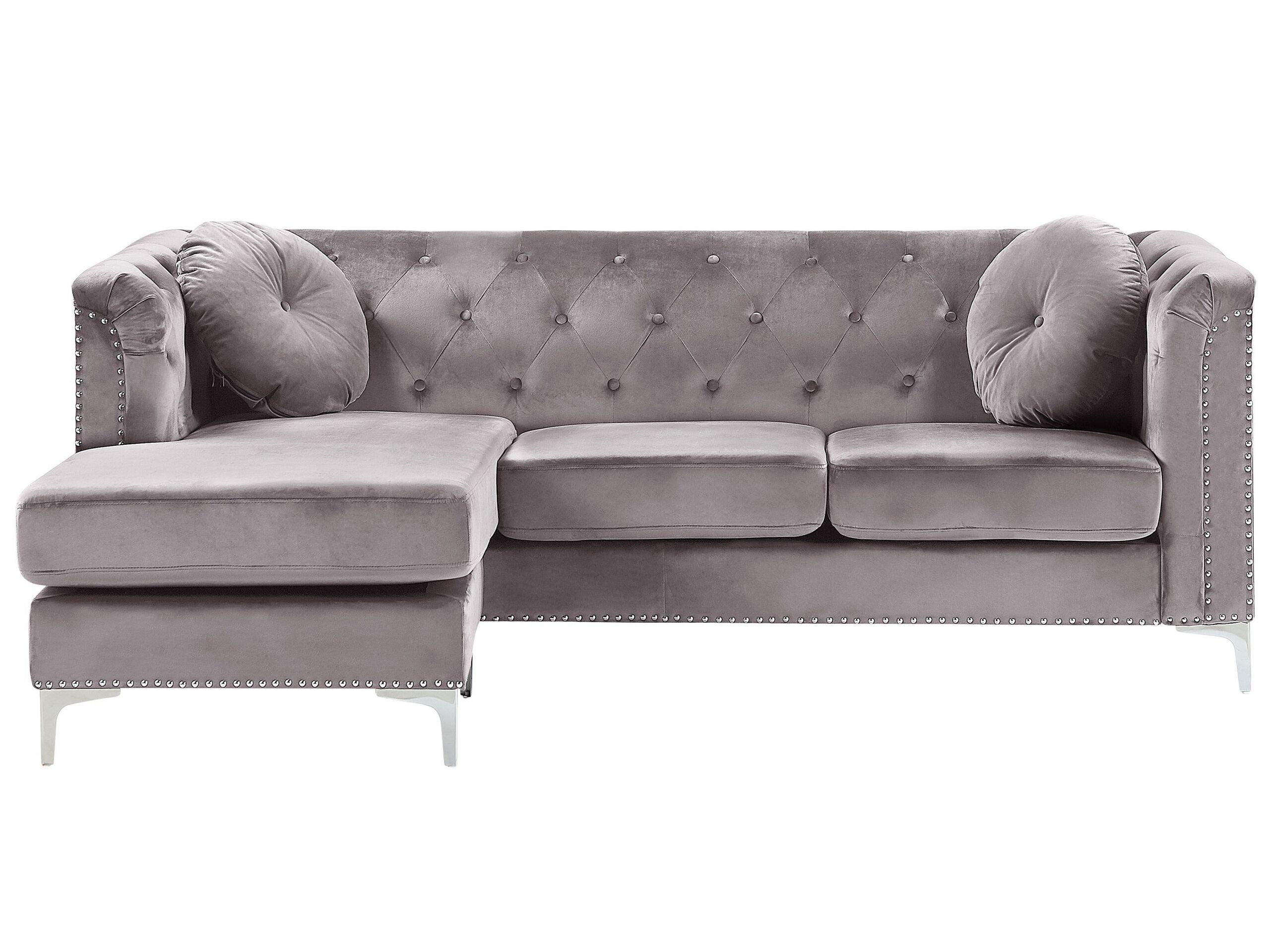 Beliani Ecksofa aus Samtstoff Modern FLEN  