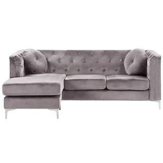 Beliani Ecksofa aus Samtstoff Modern FLEN  