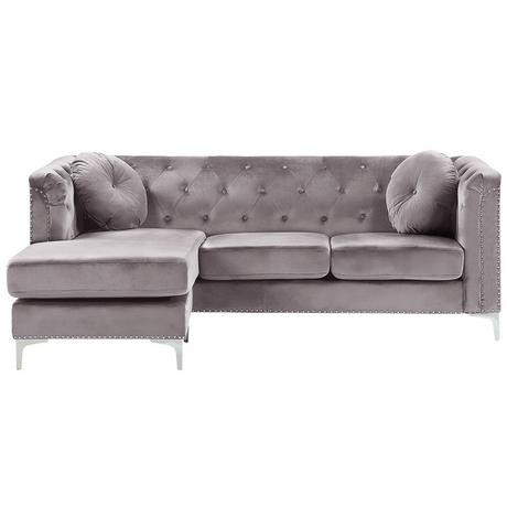 Beliani Ecksofa aus Samtstoff Modern FLEN  