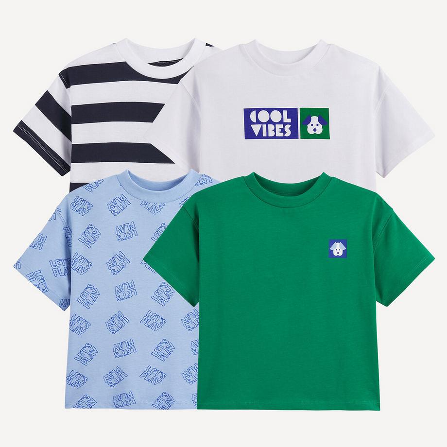 Lot de 4 T-shirts col rond à manches courtes