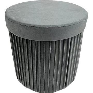 Pouf avec récipient Jocelyn velours gris