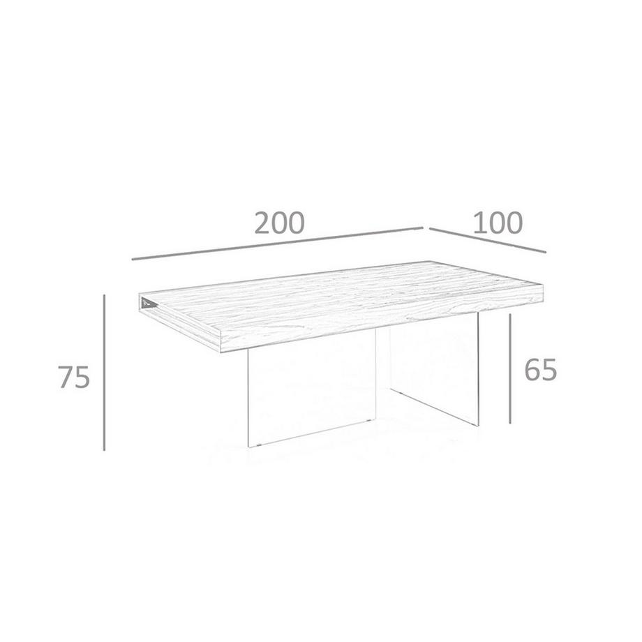 ANGEL CERDA Tavolo da pranzo rettangolare noce e vetro temperato  