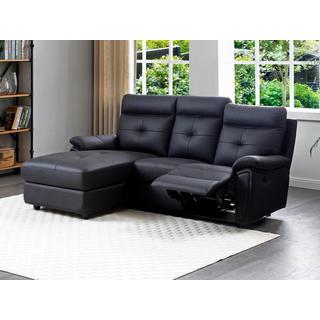 Vente-unique Eckrelaxsofa - Ecke links - Leder - Schwarz - VINETA  