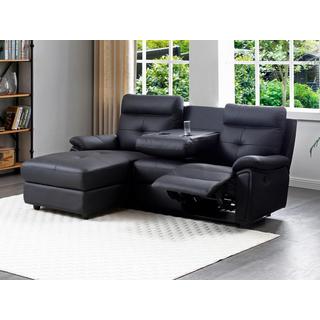 Vente-unique Eckrelaxsofa - Ecke links - Leder - Schwarz - VINETA  