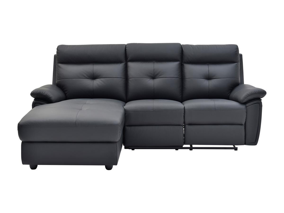 Vente-unique Eckrelaxsofa - Ecke links - Leder - Schwarz - VINETA  