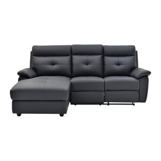 Vente-unique Eckrelaxsofa - Ecke links - Leder - Schwarz - VINETA  