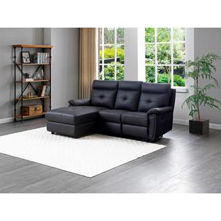 Vente-unique Eckrelaxsofa - Ecke links - Leder - Schwarz - VINETA  