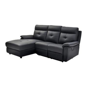 Eckrelaxsofa - Ecke links - Leder - Schwarz - VINETA