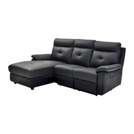 Vente-unique Eckrelaxsofa - Ecke links - Leder - Schwarz - VINETA  