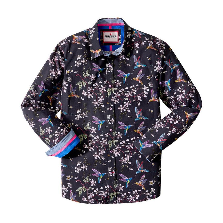 Joe Browns Langarmhemd Blumen und Vogelmuster  