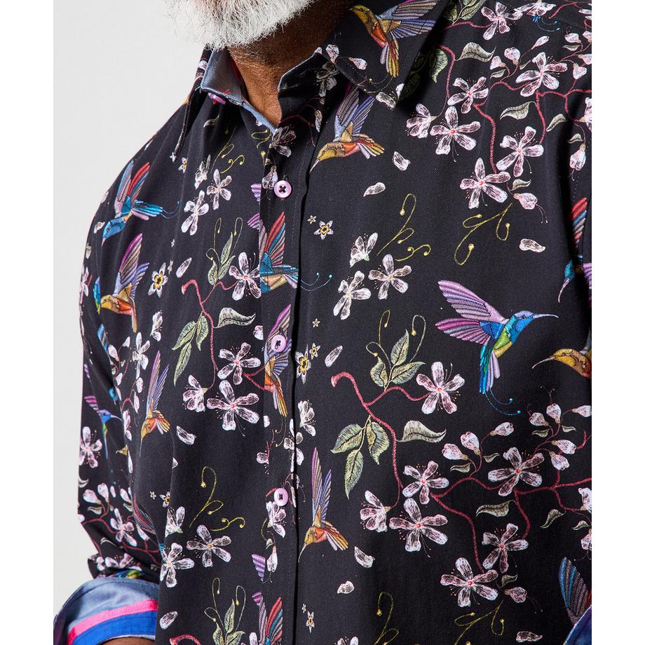 Joe Browns Langarmhemd Blumen und Vogelmuster  