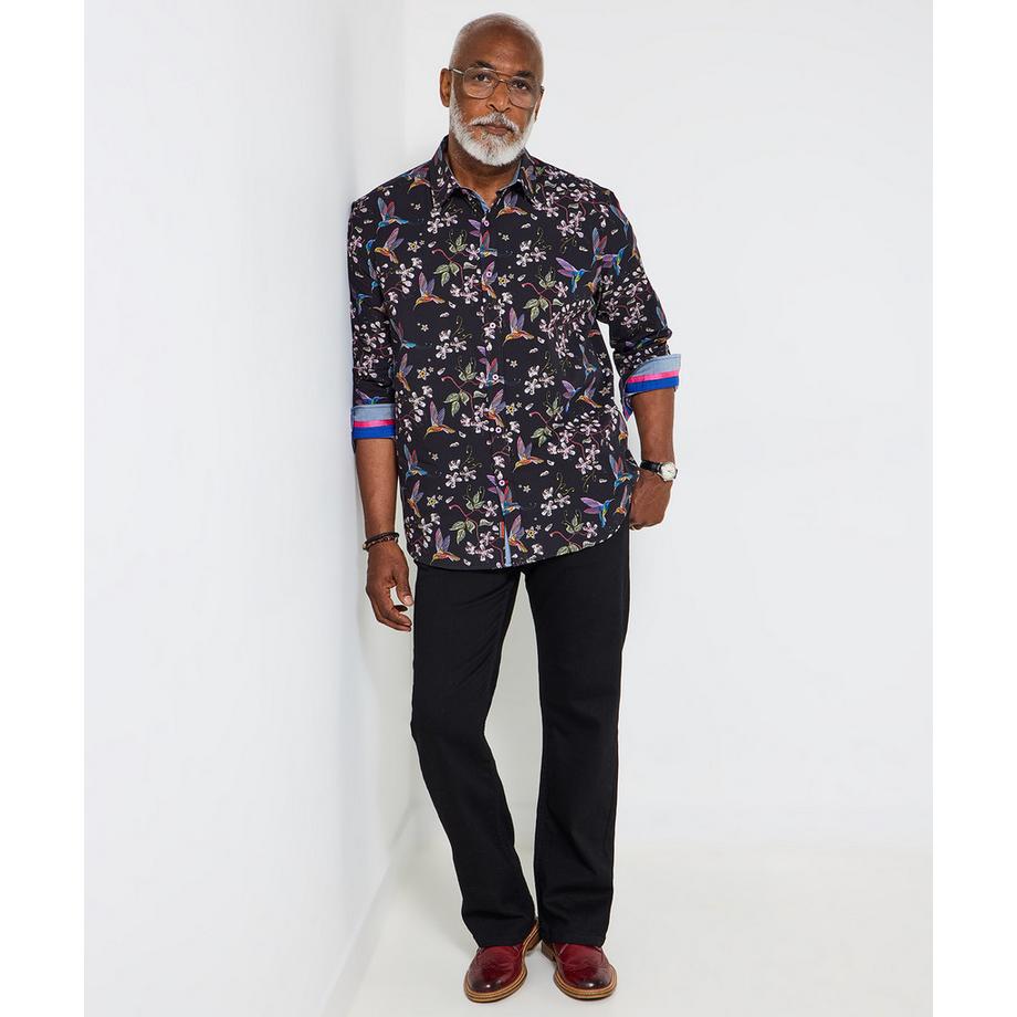 Joe Browns Langarmhemd Blumen und Vogelmuster  