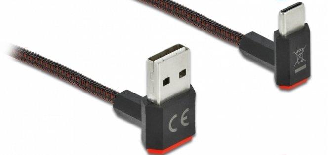 DeLock  EASY-USB 2.0 Kabel Typ-A Stecker zu USB Type-C™ Stecker gewinkelt oben  unten 2 m 