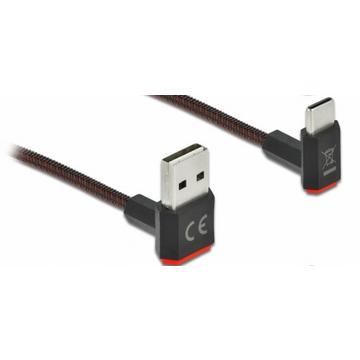 EASY-USB 2.0 Kabel Typ-A Stecker zu USB Type-C™ Stecker gewinkelt oben  unten 2 m