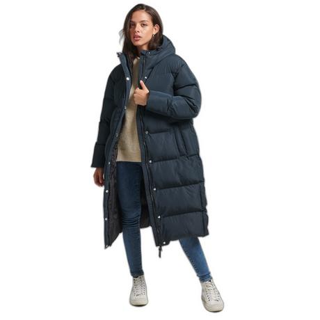 Superdry  lange daunenjacke mit kapuze, damen 