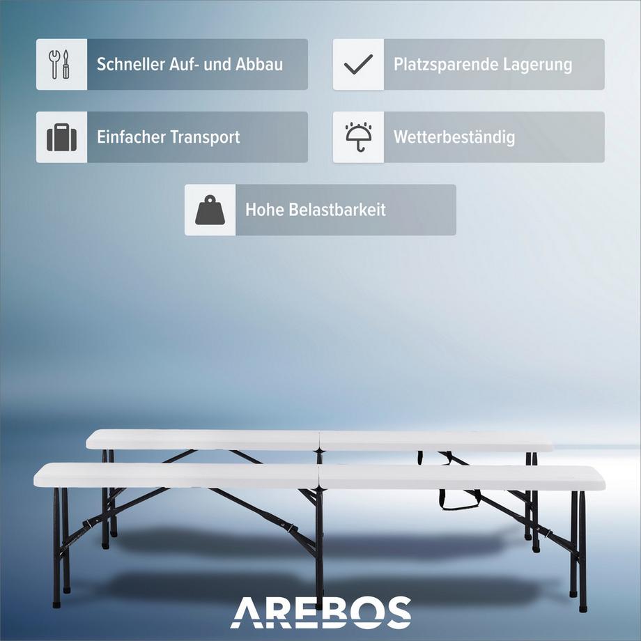 Arebos 2x Panca Pieghevole Panca Della Birra Panca Giardino Panca da Campeggio  