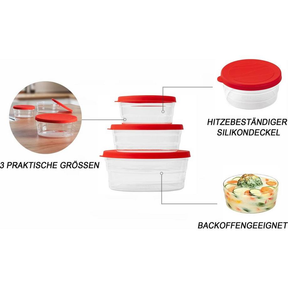 rotho  Vorratsdose Centric 3-teilig, 2.6 l, Transparent (2.60 l) 