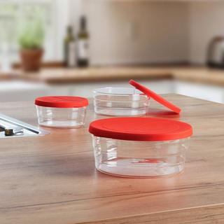 rotho  Rotho 1045602203WS boîte hermétique alimentaire Rond 2,6 L Rouge, Transparent 3 pièce(s) 