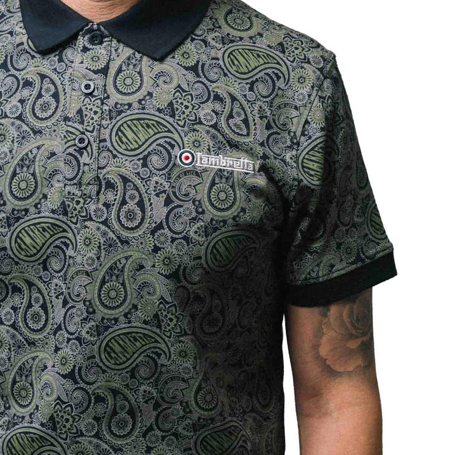 Lambretta Polo à Motif Paisley avec Logo Brodé  