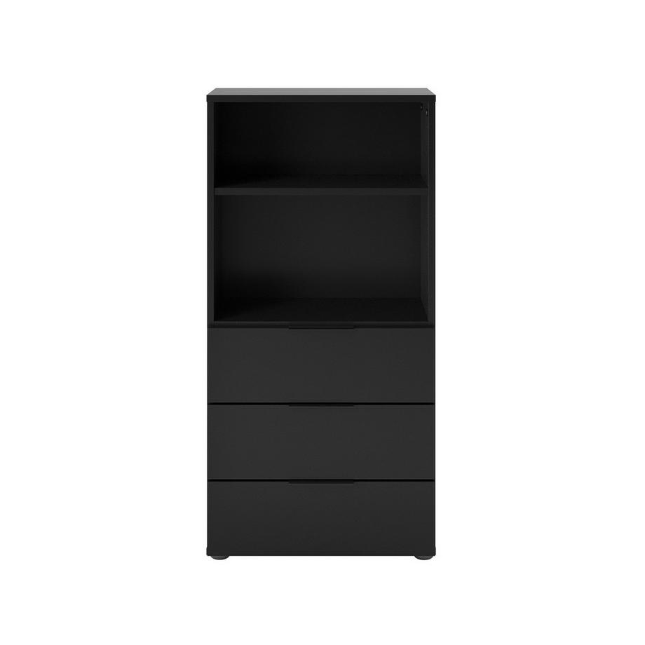 Commode 3 Tiroirs 2 Niches Ouvertes Noir L50 cm - Dark