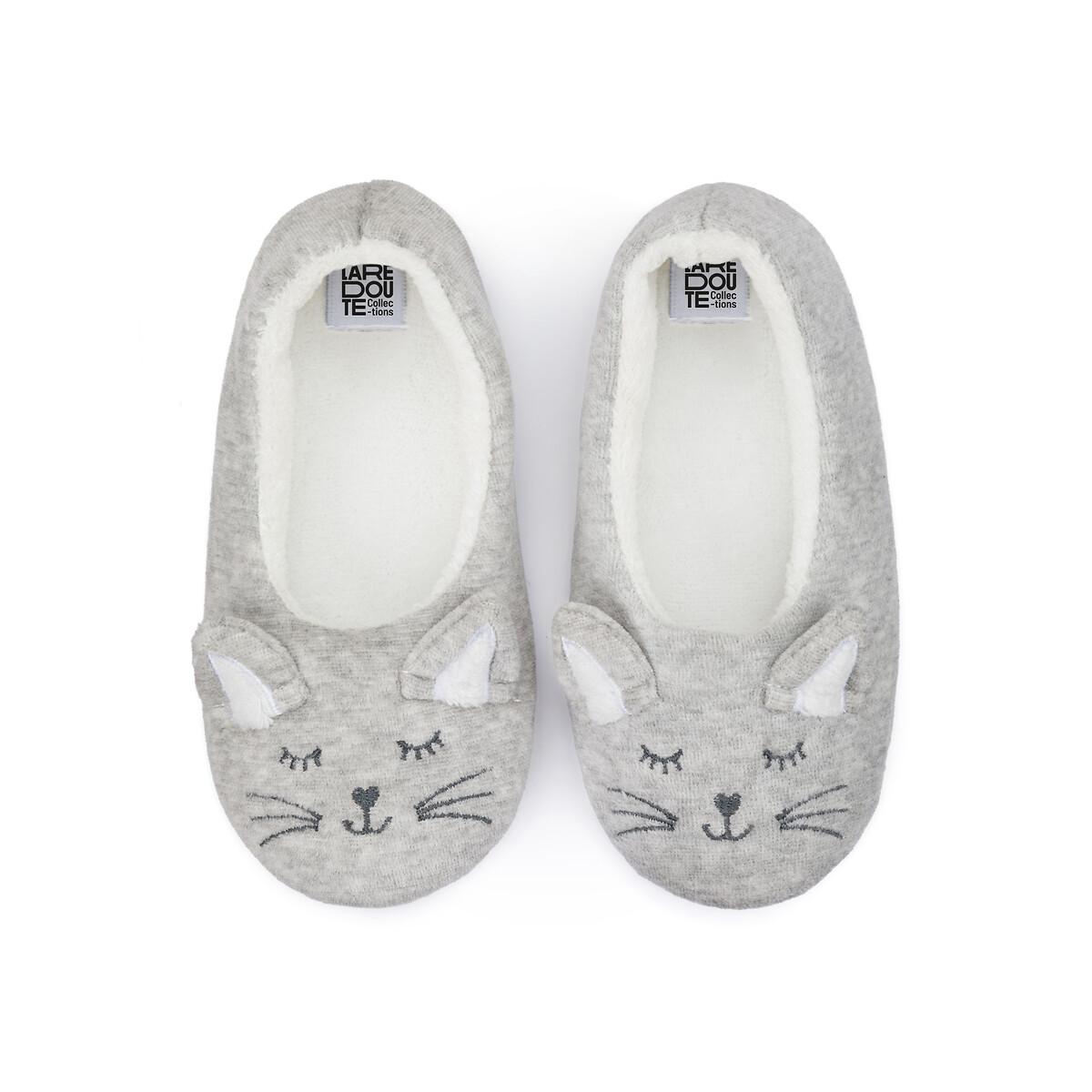 La Redoute Collections  Chaussons ballerines chauds en velours motif chat 