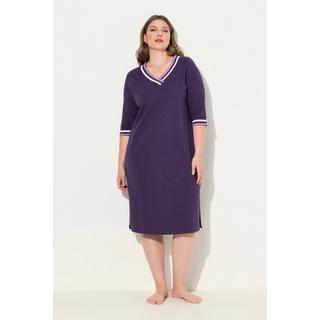 Ulla Popken  Chemise de nuit avec bordure fantaisie – col en V et manches 3/4 