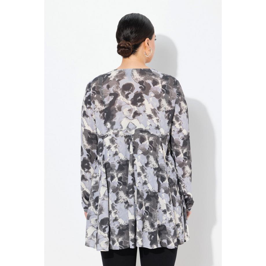 Ulla Popken Blouse imprimé all-over coupe évasée manches longues  