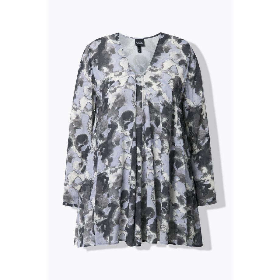 Ulla Popken Blouse imprimé all-over coupe évasée manches longues  