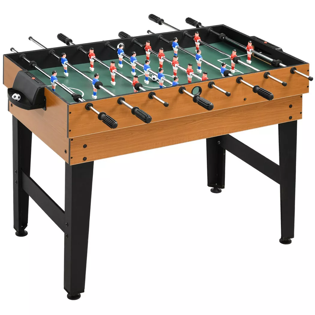 Northio - 4 in 1 Multigame Spieletisch, Partyspieltisch mit Tischtennis, Kicker, Billard, Tischhockey, für Multiplayer-Spaß, Stahl, Naturholz+Schwarz, One Size