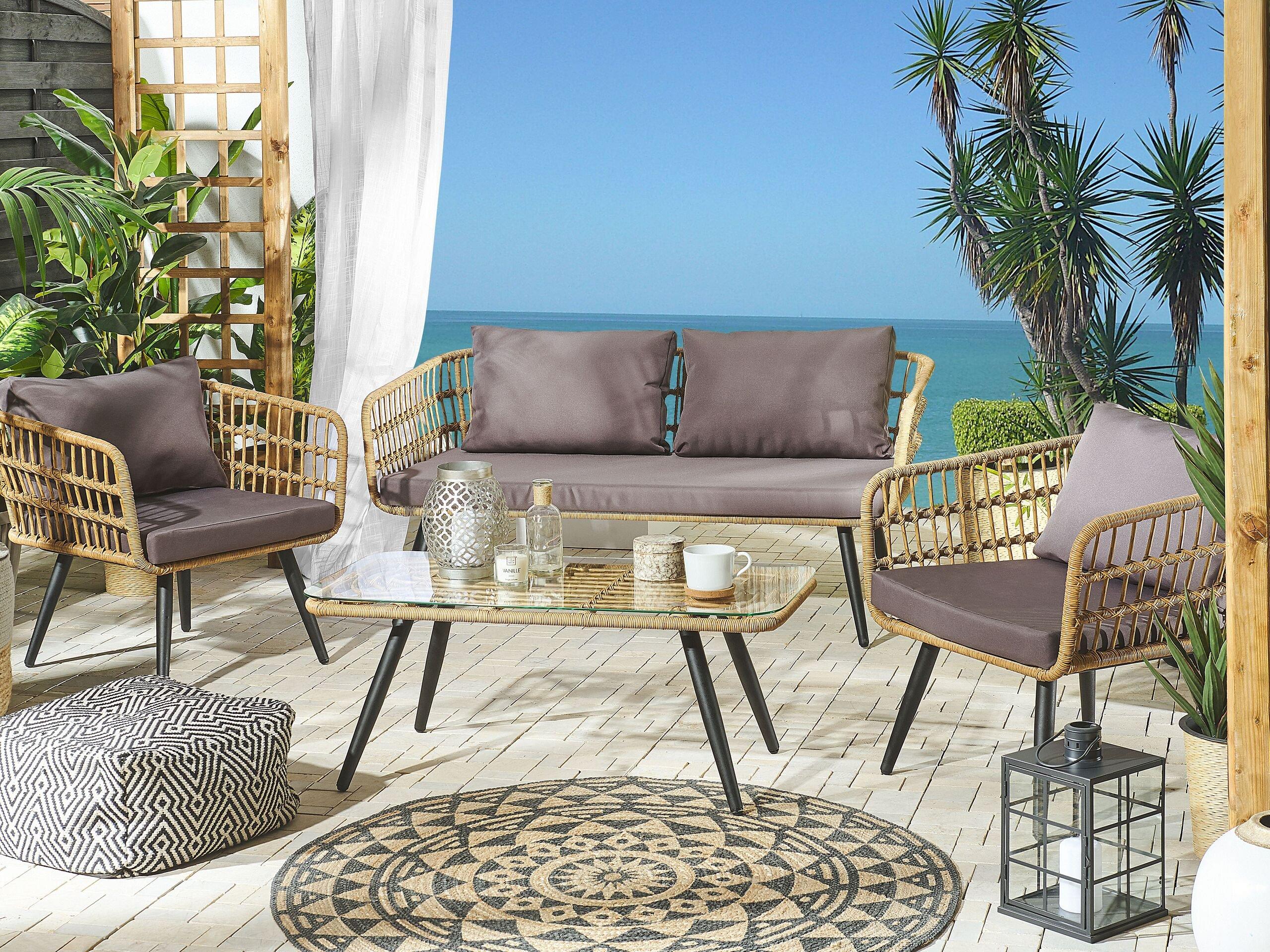 Beliani Set divani con tavolino en Rattan sintetico Rustico FOBELLO  