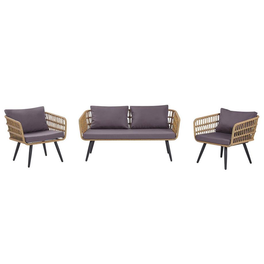 Beliani Lounge Set mit Tisch aus PE Rattan Rustikal FOBELLO  