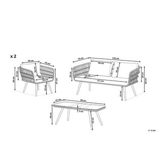 Beliani Ensemble de salon avec table en Polyrotin Rustique FOBELLO  