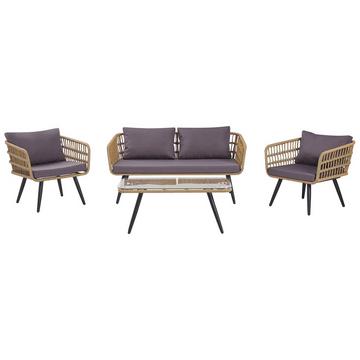 Lounge Set mit Tisch aus PE Rattan Rustikal FOBELLO