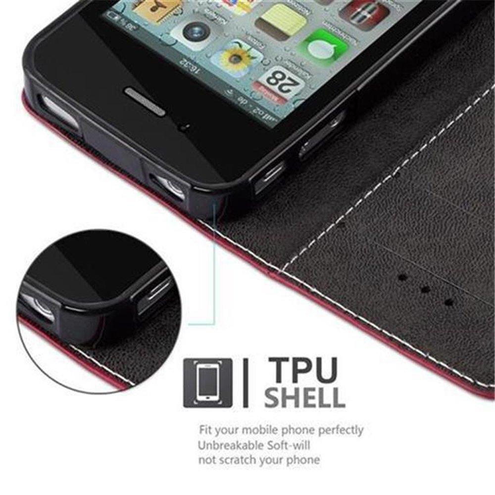 Cadorabo  Housse compatible avec Apple iPhone 4 / 4S - Coque de protection avec fermeture magnétique, fonction de support et compartiment pour carte 