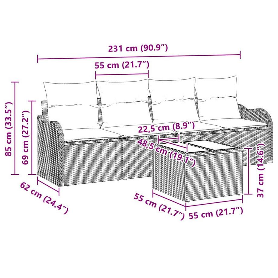 VidaXL Ensemble de canapé de jardin poly rattan  