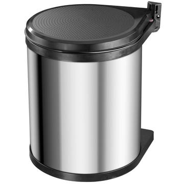 Pattumiera da incasso Compact-Box M, con sistema di sollevamento del coperchio, 1 x 15 l, acciaio inox.