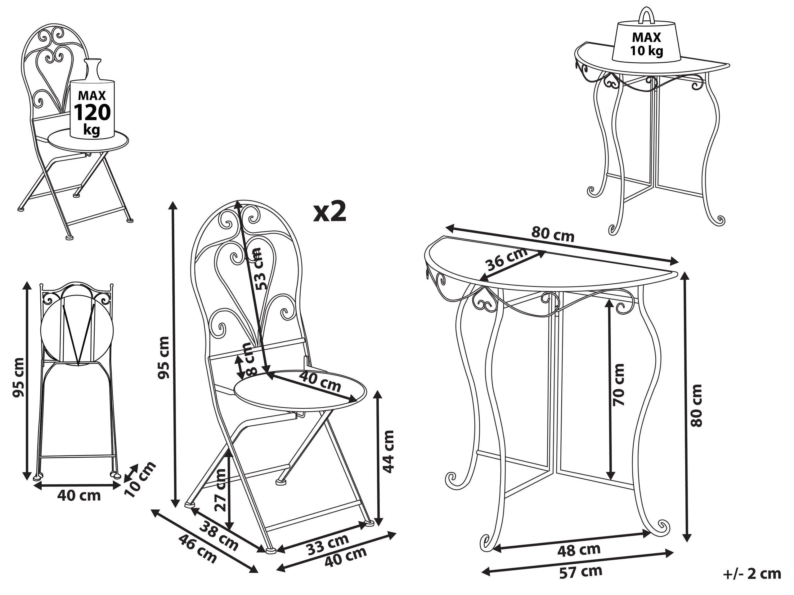 Beliani Ensemble pour bistro en Métal Rétro FOLELLI  