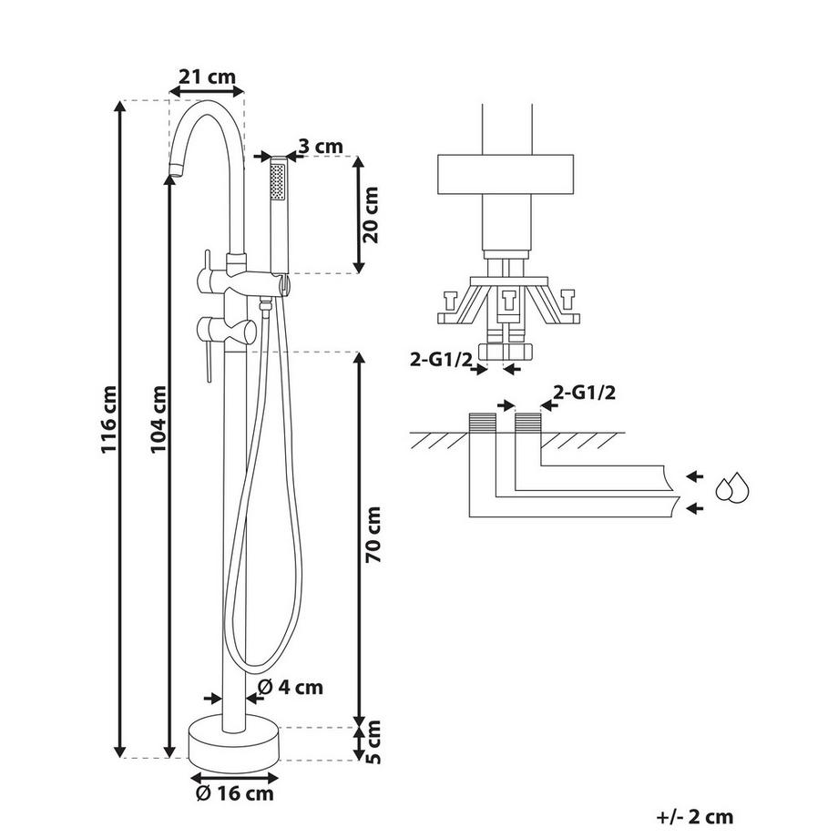 Beliani Rubinetteria per vasca da bagno freestanding en Ottone Industriale TUGELA  