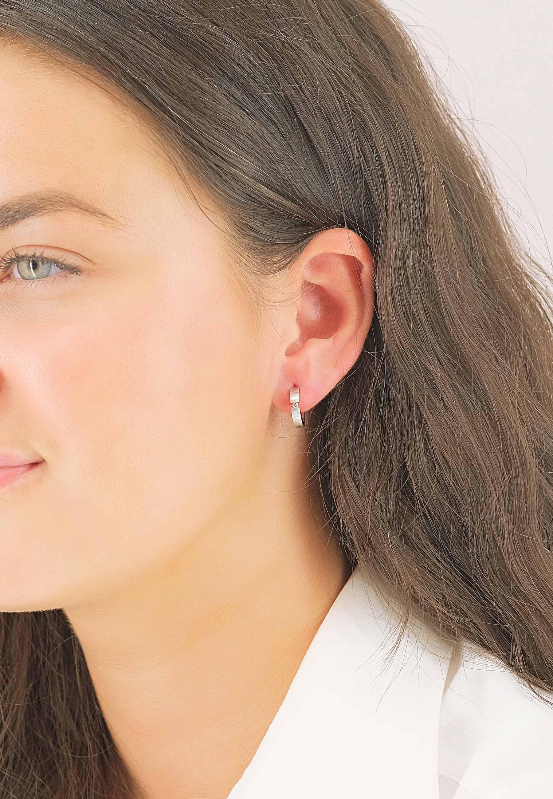 MUAU Schmuck  Creolen Weissgold 750 Diamant 0.05ct. 14mm 