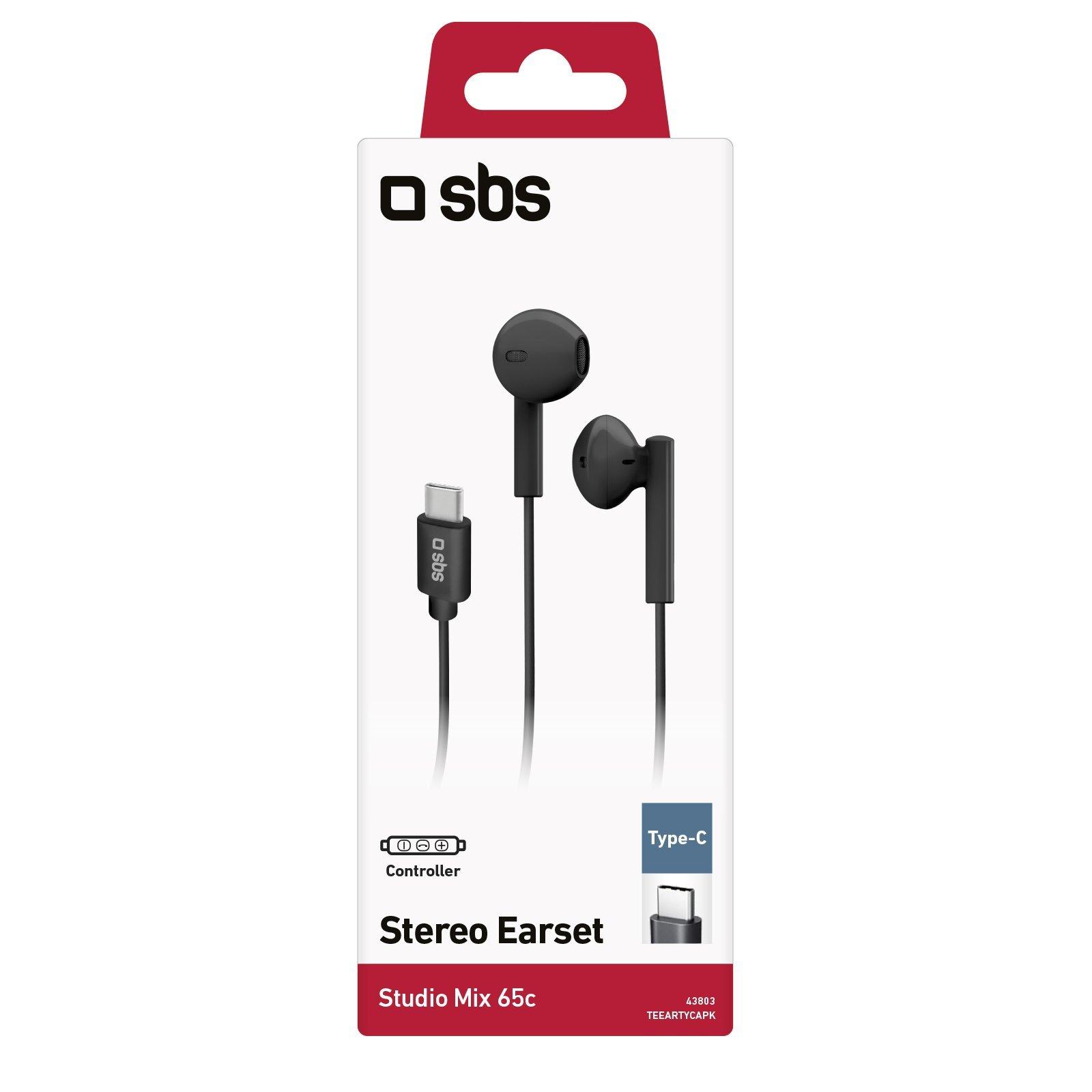 SBS  SBS Studio Mix 65c Cuffie Cablato In-ear Musica e Chiamate USB tipo-C Nero 
