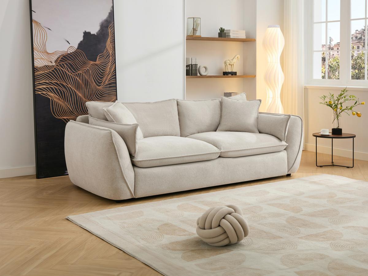 Vente-unique Sofa 3-Sitzer - Strukturstoff - Beige - BALVINO  